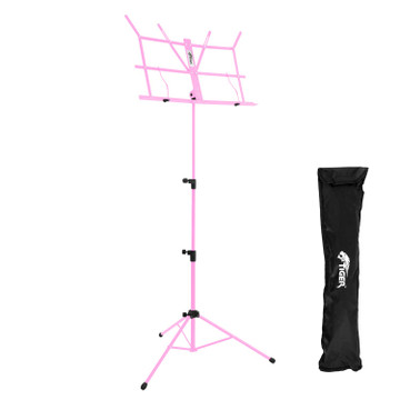 Tiger Easy Folding Sheet Music Stand with Bag - Portable Music Stand in Pink