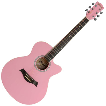 TIGER ACG1-PK-SM Acoustic Steel String Parlour Guitar - Pastel Pink Matte

