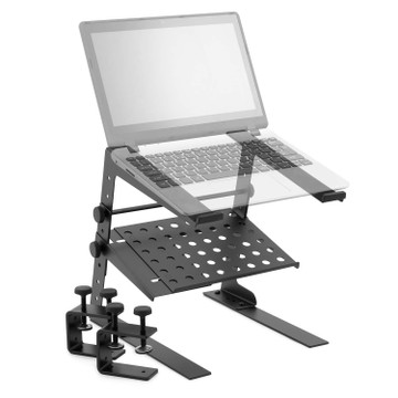 Tiger Laptop Stand / DJ Stand with Shelf and Desktop Clamps