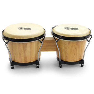 Mad About 6" & 7" Wooden Bongo Drums - Beginners Oak Bongos in Natural 