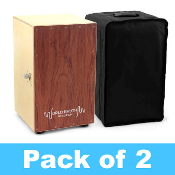 World Rhythm Brown Cajon Box Drum - Pack of 2