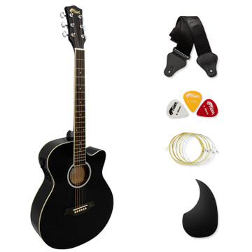 Tiger Black Electro Acoustic Guitar for Beginners with 6 Months FREE Lessons
