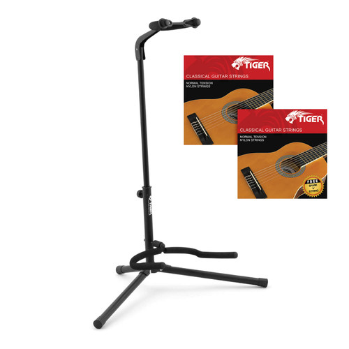 Tiger Universal Guitar Stand & 2 Packs of Classical Guitar Strings
