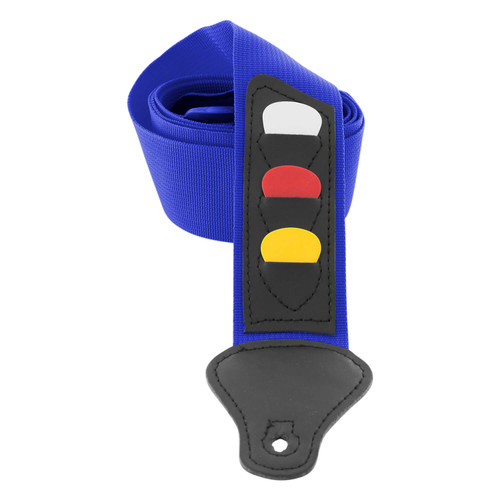 Blue Guitar Strap with Pick Holders