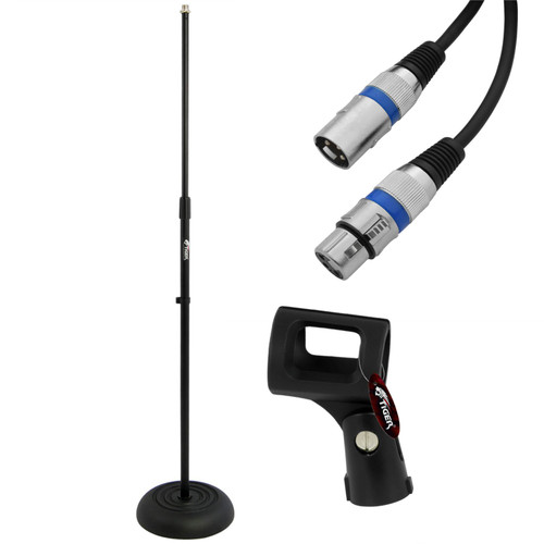Tiger Mic Stand with Round Base Inc Mic Cable & Clip
