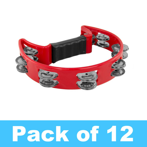 Tiger Half Moon Tambourine in Red - Pack of 12