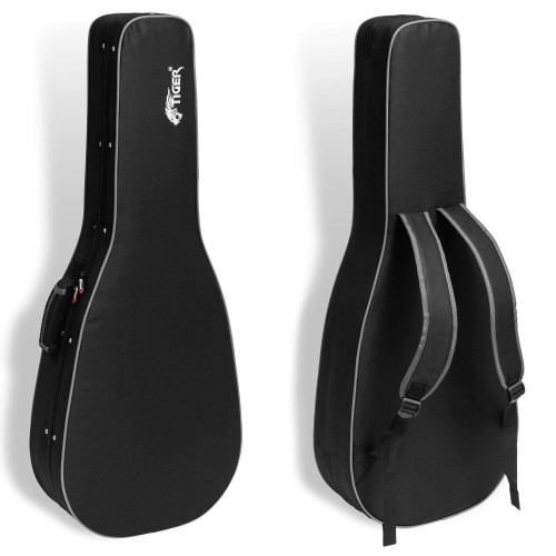 Tiger Full Size Acoustic Guitar Case 20mm Rigid-Foam Padding & Shoulder Straps