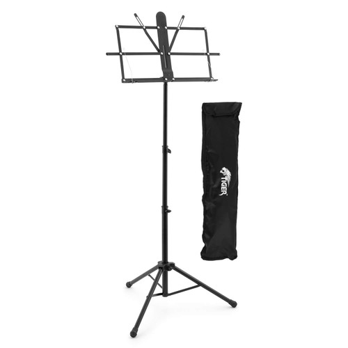 Tiger Easy Folding Sheet Music Stand Professional Portable Stand Inc Bag - Black