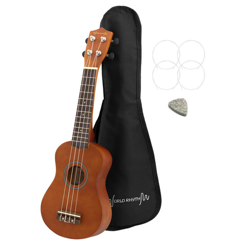 Soprano Ukulele by World Rhythm - Soprano Uke and Gig Bag with Natural Finish