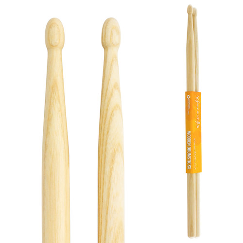 Hickory 5A Drumsticks by World Rhythm - Wood Tip 5A Pair of Drum Sticks