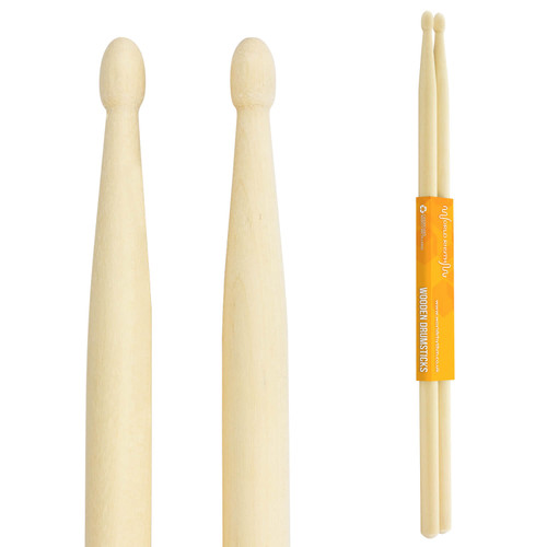Maple 5A Drumsticks by World Rhythm - Wood Tip 5A Pair of Drum Sticks