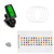 Included ukulele accessories featuring a clip-on digital tuner, spare strings, plectrum and colourful fretboard note stickers. Essential beginner accessories for tuning, learning and maintaining a soprano ukulele.