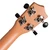 Rear view of geared machine heads on the Mad About Peach soprano ukulele. Chrome tuning machines provide accurate tuning adjustment and enhanced tuning stability for beginner players.