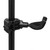 Side view of clamp-on ukulele holder with foam-padded arms mounted on vertical stand