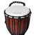Top view of the World Rhythm hand‑carved mahogany djembe drum with 20cm synthetic head and braided rope handle.