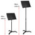Tiger Orchestral Music Stand height comparison showing minimum 64 cm and maximum 116 cm extension.