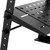Close-up of Tiger DJ laptop stand metal tabletop with ventilation holes and adjustable mounting slots