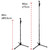 Adjustable microphone stand height range from 109.5cm to 177cm with tripod base for stage and studio use.