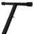 Detail of Tiger keyboard stand upper arms, black metal support bars with rubber end caps and locking pin.