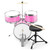 Tiger Junior Kids Drum Kit, 3 Piece Beginners Drum Set with Stool - Pink