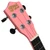 Mad About Pink soprano ukulele headstock featuring four geared tuning pegs, durable nut and smooth fingerboard. Beginner-friendly ukulele designed for stable tuning and comfortable playing.