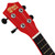 Mad About Red soprano ukulele headstock featuring four geared tuning pegs, durable nut and smooth fingerboard. Beginner-friendly ukulele designed for stable tuning and comfortable playing.