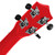 Rear view of geared machine heads on the Mad About Red soprano ukulele. Chrome tuning machines provide accurate tuning adjustment and enhanced tuning stability for beginner players.