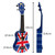 Mad About 21-inch soprano ukulele dimensions showing compact beginner-friendly size. Union Jack soprano ukulele measuring 53cm long with lightweight body, ideal for children, students, travel and learning to play.