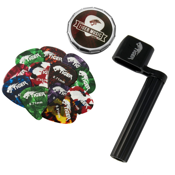 Tiger Guitar Plectrums and String Winder Pack