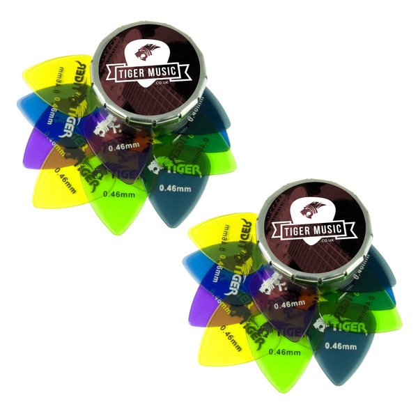 Tiger Guitar Plectrums with Pick Tin - 24 Gel 0.46mm
