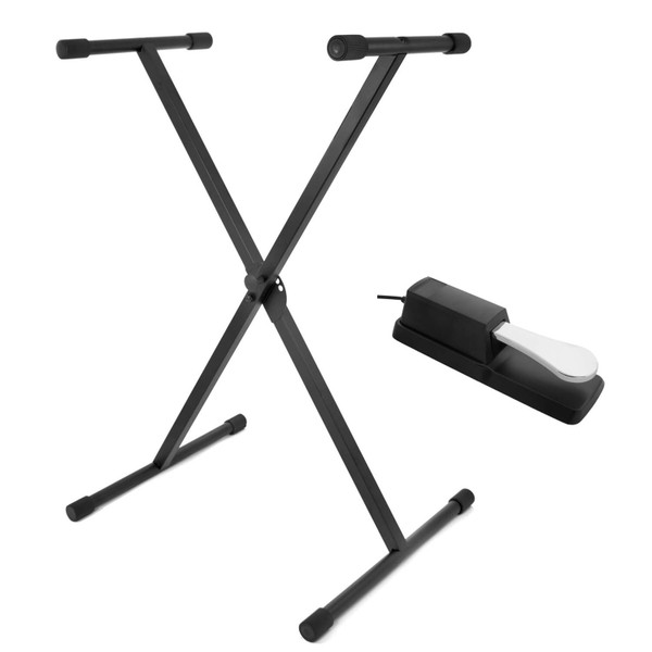 Tiger Folding Single Frame Keyboard Stand & Sustain Pedal Pack