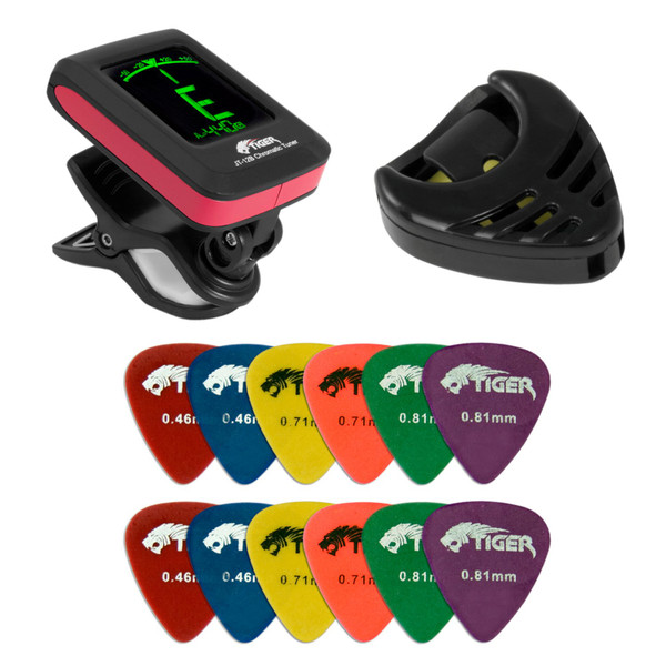 Tiger Clip On Tuner, Plectrums and Holder Pack