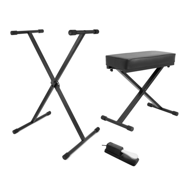 Tiger Single Frame Keyboard Stand with Pedal & Stool Pack