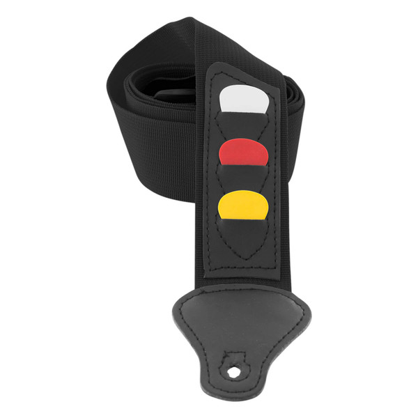 Black Guitar Strap with Pick Holders