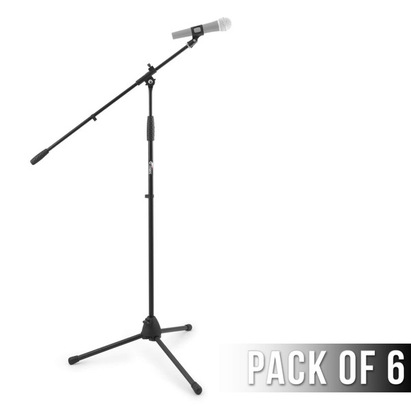 6 Pack of Tiger Professional Black Boom Microphone Stands