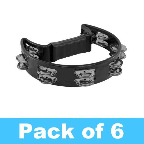 Tiger Half Moon Tambourine in Black - Pack of 6