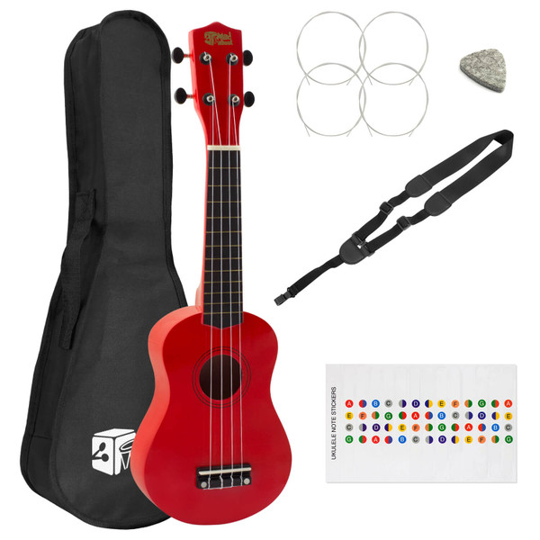 Mad About Beginners Red Soprano Ukulele with Strap