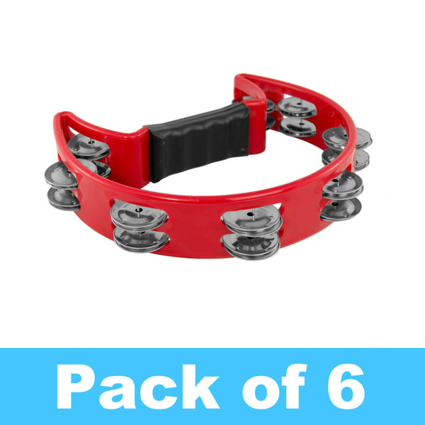 Tiger Half Moon Tambourine in Red - Pack of 6