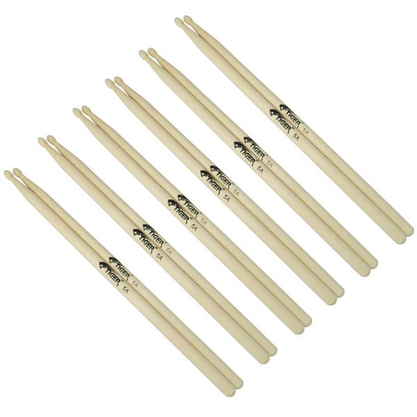 Tiger Pack of 6 5A Wood Tip Drumsticks