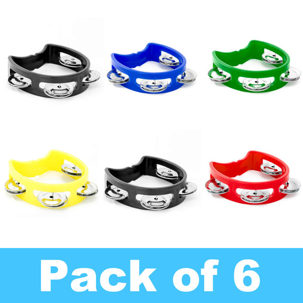 Tiger Mini Kids Tambourine - Pack of 6 - Variety of Colours