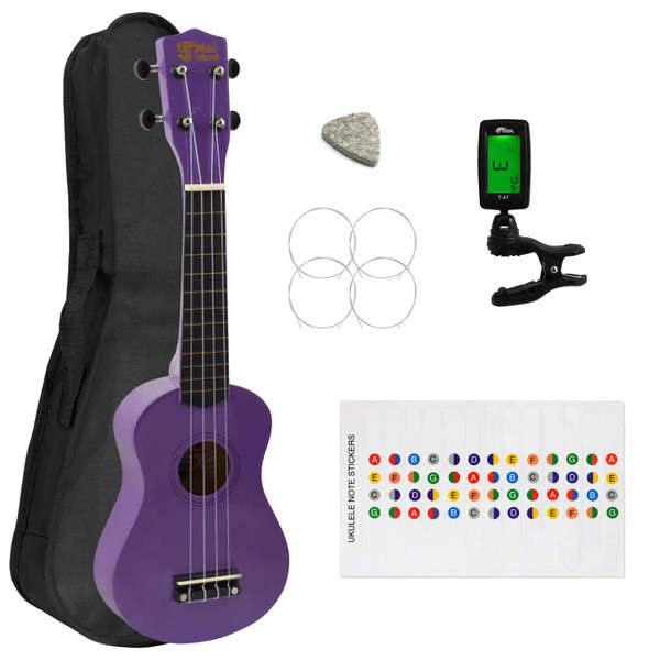 Soprano Ukulele for Beginners in Purple with Uke Bag & Tuner