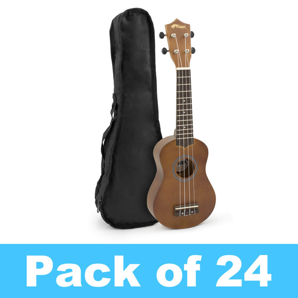 Tiger Soprano Ukulele in Natural - School Pack of 24