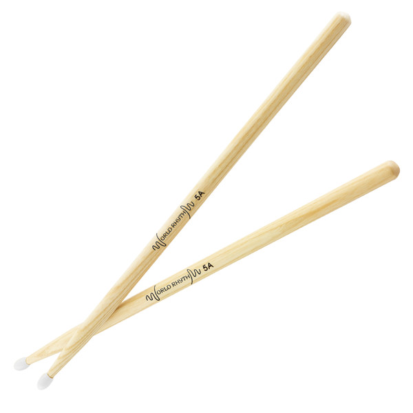 5A Nylon Tip Hickory Drumsticks by World Rhythm