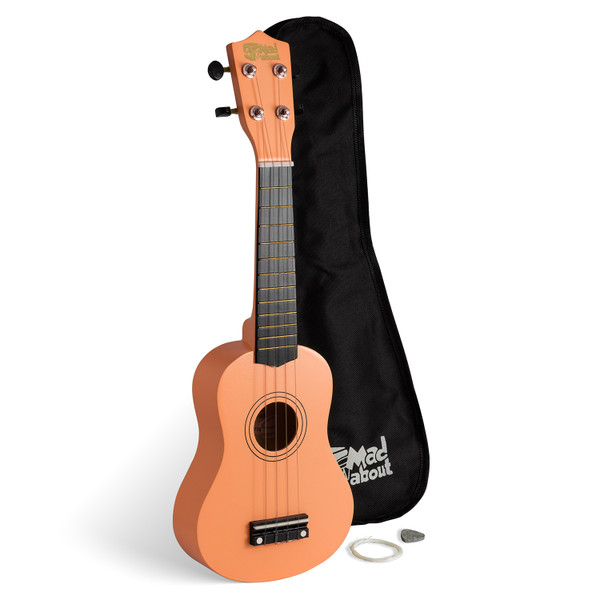 Mad About Soprano Beginners Ukulele with Bag, Pick & Carbon Strings – Pastel Peach