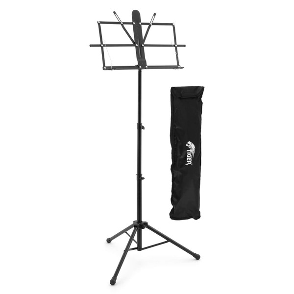 Tiger Easy Folding Sheet Music Stand Professional Portable Stand Inc Bag - Black
