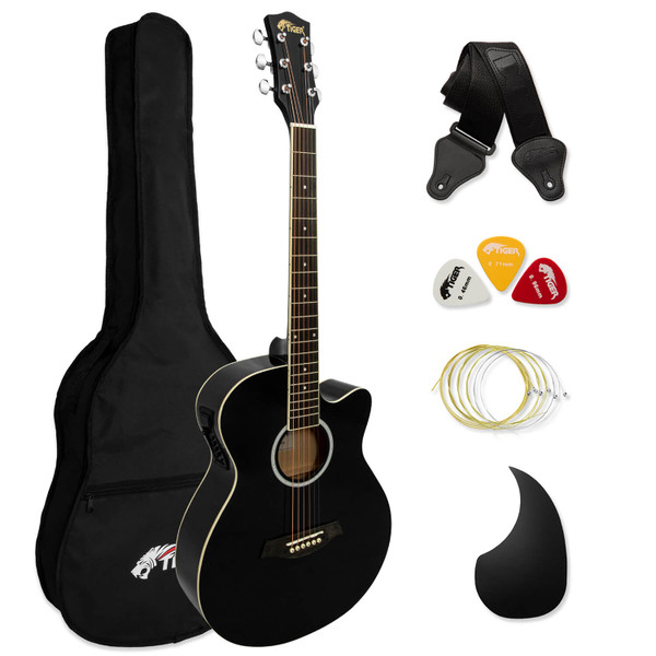  Tiger Electro Acoustic Guitar for Beginners - Black
