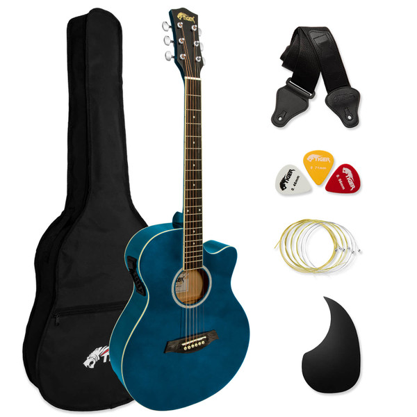  Tiger Electro Acoustic Guitar for Beginners - Blue