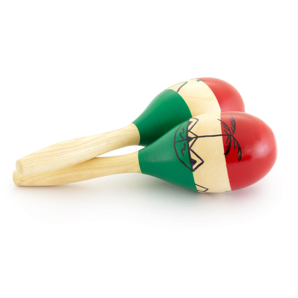 Natural Hand Painted Wooden Maracas - Large