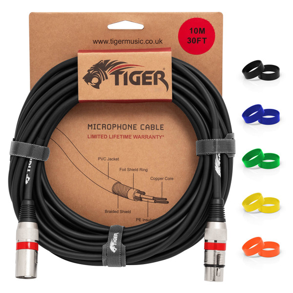 Tiger 10m (33ft) XLR Male to XLR Female Microphone Cable