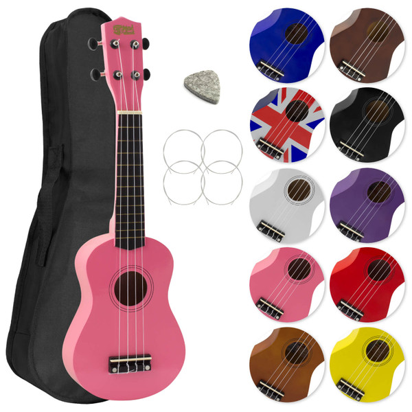 Mad About Soprano Beginners Ukulele with Bag, Pick & Carbon Strings - Pink